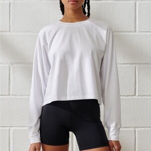 NWT Abercrombie YPB Active Cotton-Blend Long-Sleeve Easy Tee White